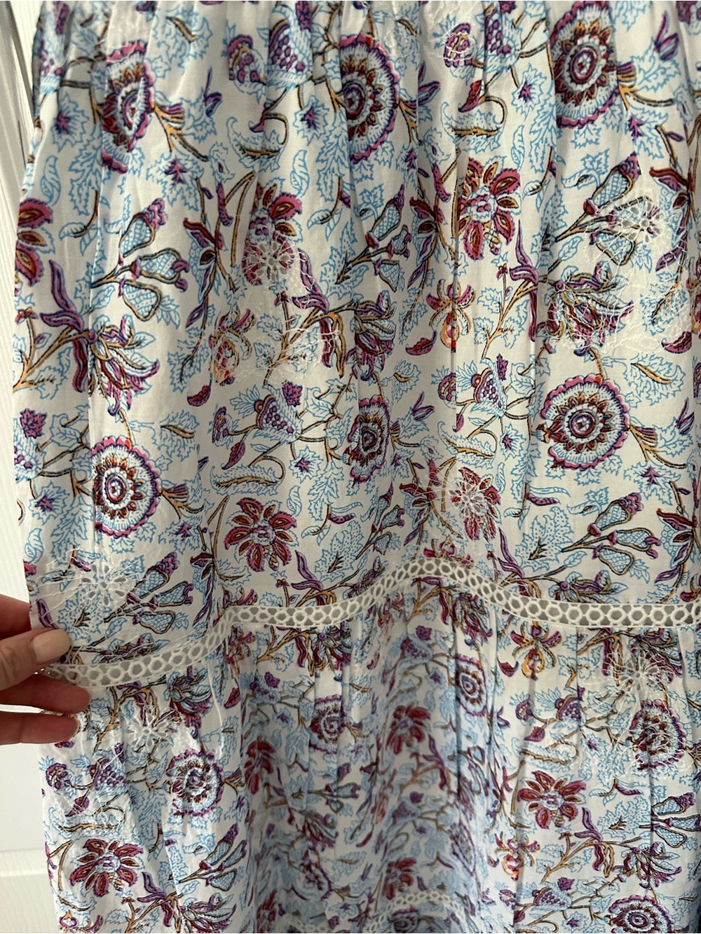 Roberta Roller Rabbit White Maxi Dress with Burgundy & Navy Floral Print - Picture 8 of 8